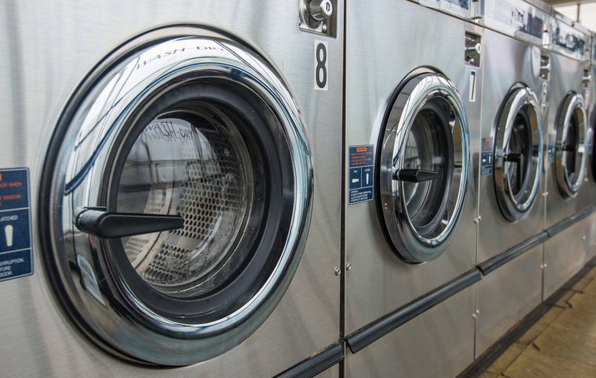 line of laundry machines